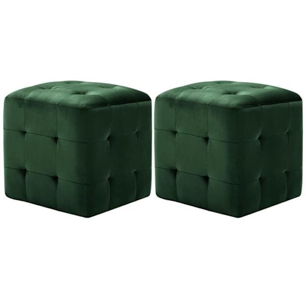2 kpl nojatuolia, jalkojentukit, 30 x 30 x 30 cm, vihreä samettivuori, nappikoristelu DEC032761 Grön