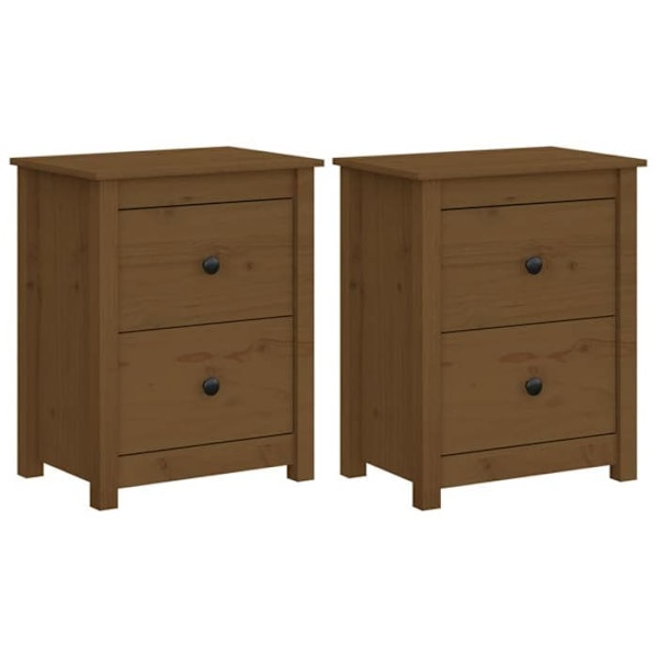 Set av 2 sängbord med två lådor 50 x 35 x 61,5 cm furu färg honung brun DEC035926 kastanj