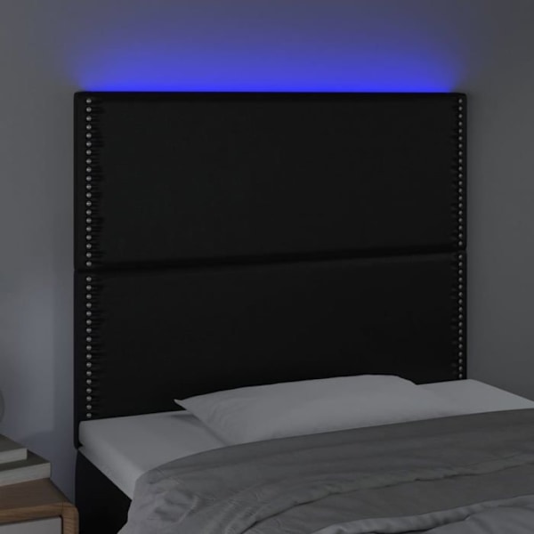 Hovedgærde - Ikke specificeret - 90x5x118/128 cm - Syntetisk læder sort - LED - Moderne design Svart