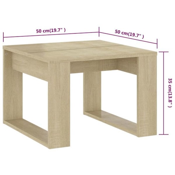 Sidobord möbel för vardagsrum 50 x 50 x 35 cm ingenjörsträ färg ek DEC032423 kastanj