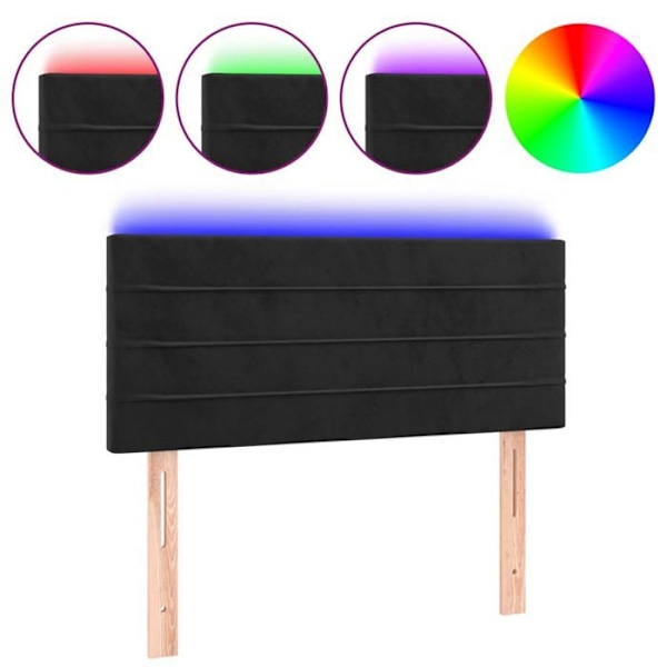 Sängynpääty lisävaruste vuodehuoneeseen LED-huonekalu 90 x 5 x 78/88 cm musta samettikangas TDL0200529 Svart