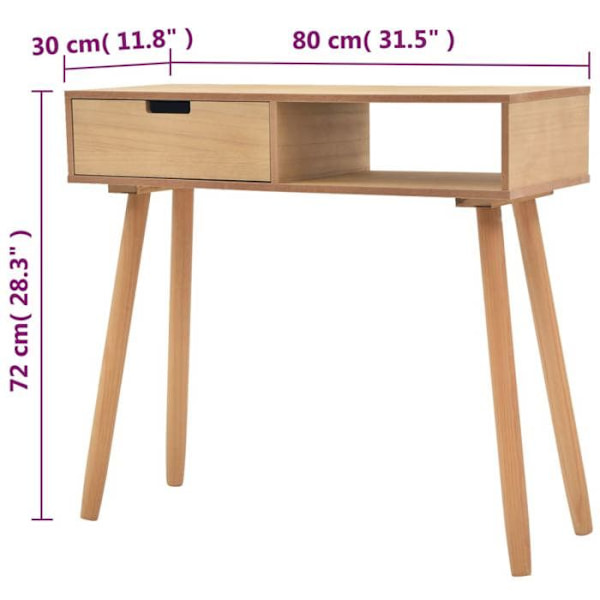 Praktisk konsolbord med skuffer til en organiseret entré 80 x 30 x 72 cm MDF og træ DEC031737 kastanj