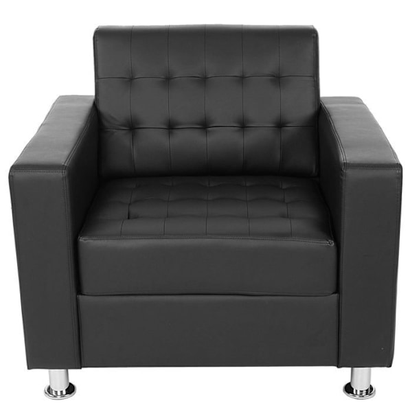 Lounge fåtölj för väntrum i svart syntetmaterial, metallben 04_0003124 Metall