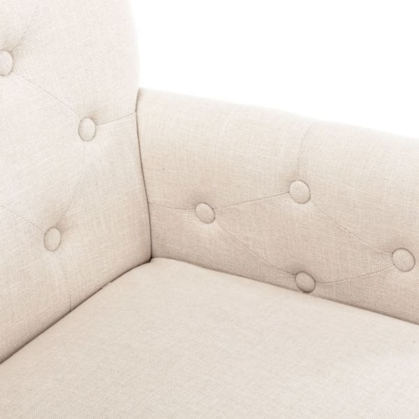 4 kpl beige kangastuolien ruokapöydän tuoleja, joissa on käsinojat ja puujalat DEC025460 Beige