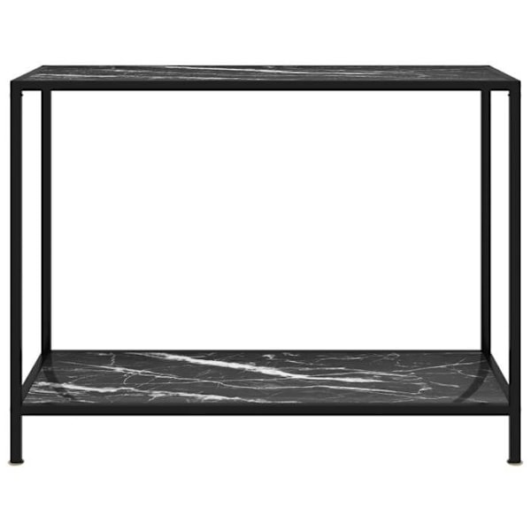Funktionsdygtig skrivebordskonsol i stil 100 x 35 x 75 cm, hærdet glas med marmor sort facet og stål DEC032080 Svart