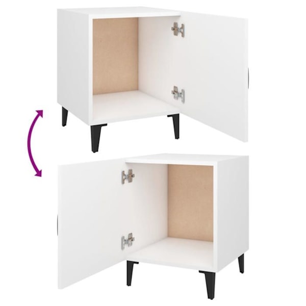 Sæt med 2 natborde med skab med dør 40 x 40 x 50 cm hvidt ingeniørtræ DEC034981 Vit