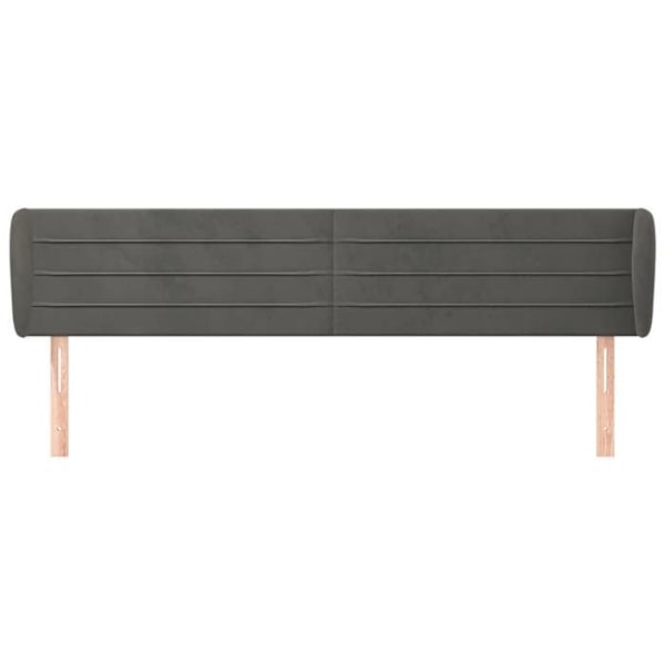 Hovedgærde til seng til soveværelse med sidekant 203 x 23 x 78/88 mørkegrå velour.