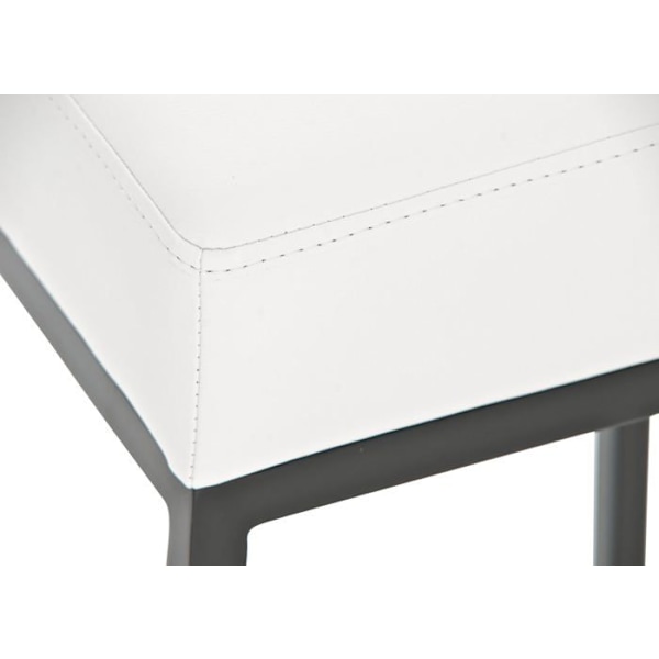 Sæt af 2 barstole med fodstøtte, enkelt design, højde 80 cm, sæde i hvid PVC, støtte i sort metal 10_0004366 Vit