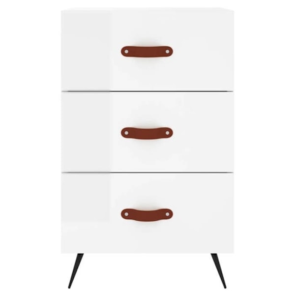 Nattesbord med 3 skuffer 40 x 40 x 66 cm hvidt ingeniørtræ DEC033497 Vit