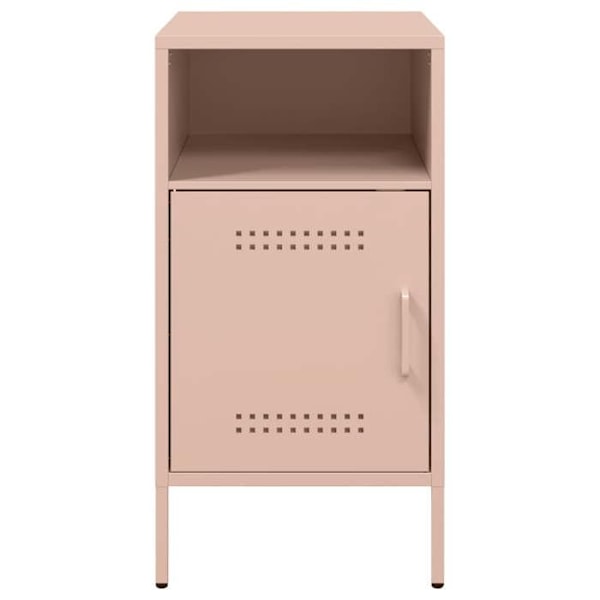Sæt med 2 natborde med 2 rum 36 x 39 x 68 cm stål rosa DEC035637 Rosa