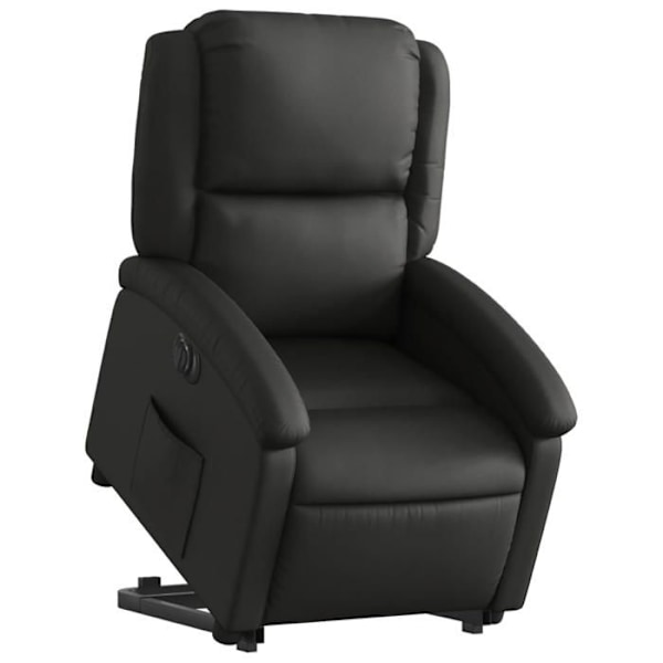 Fauteuil relax TV med elektrisk løftefunktion, meget komfortabel i ægte sort læder DEC028458 Svart