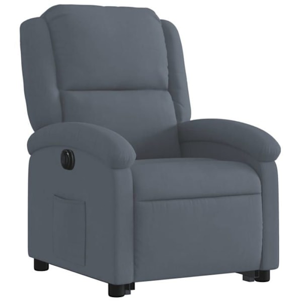 Fauteuil relax TV med elektrisk løftfunktion, meget komfortabel i mørkegrå velour DEC028370 Grå