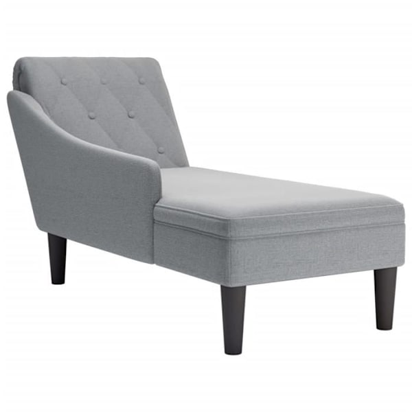 Meridienne chaise longue soffa för inomhus med kudde och högra armstödet ljusgrått tyg grå DEC026255 Grå