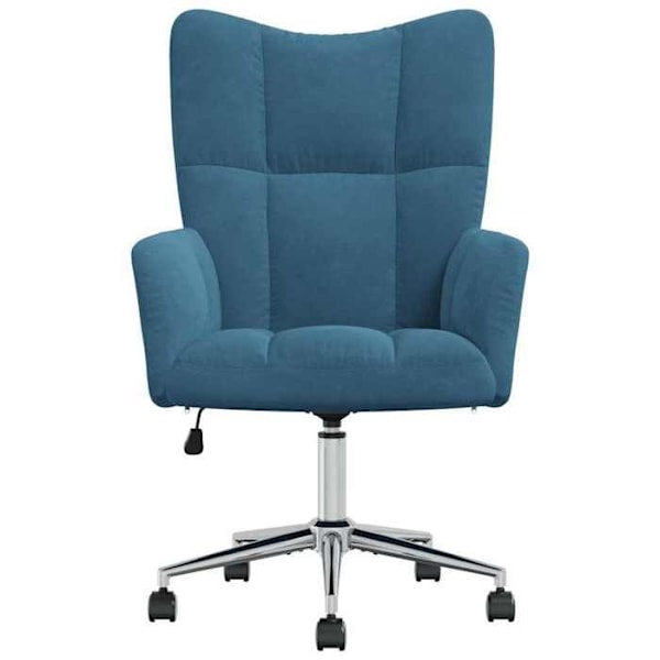 Loungefåtölj kontorssoffa på hjul modern design i blått sammet DEC026645 Blå
