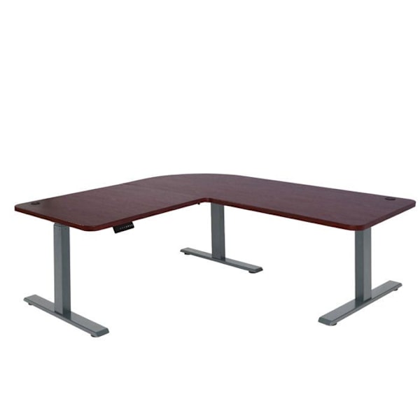 Hjørne skrivebord til computer, elektrisk højderegulerbart, 178 x 178 cm HDF, kirsebærfarve, ben i antracitgrå stål 0 Grå