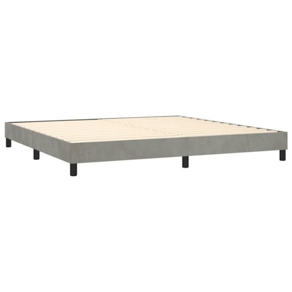 Sängram - Ej specificerat - 200x200 cm - Ljusgrå sammet - 2 platser - Boxfjädernhet Ljusgrått