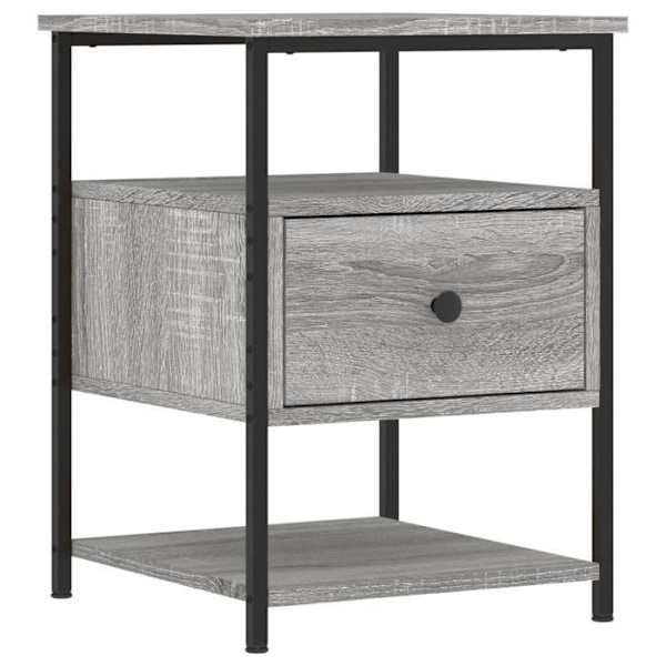 Sæt med 2 natborde med skuffe og hylde 40 x 42 x 56cm grå ingeniørtræ og jern DEC035732 kastanj