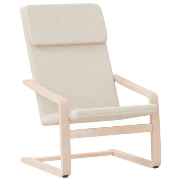 Moderna design fåtölj soffa i cremefärgad tyg med ram i björk DEC026655 kastanj
