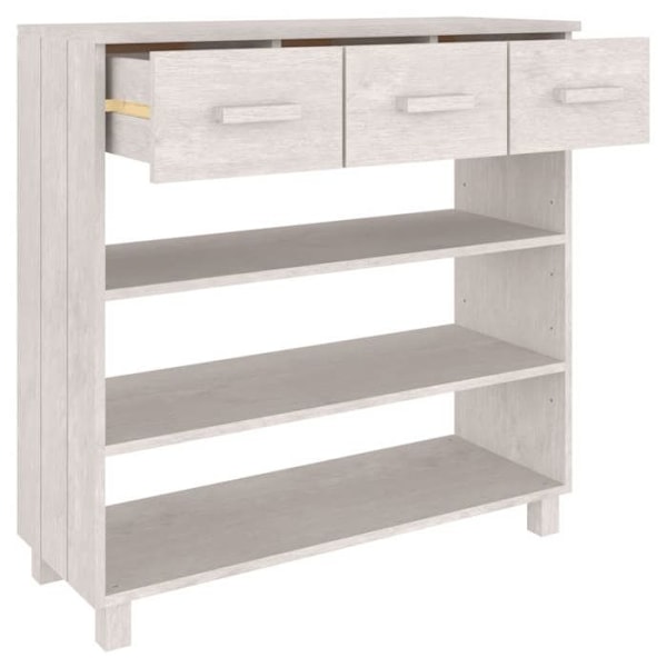 Modern entré-konsol möbel sidobord med lådor 90 x 35 x 90 cm massivt vitpinnträ DEC032020 Vit