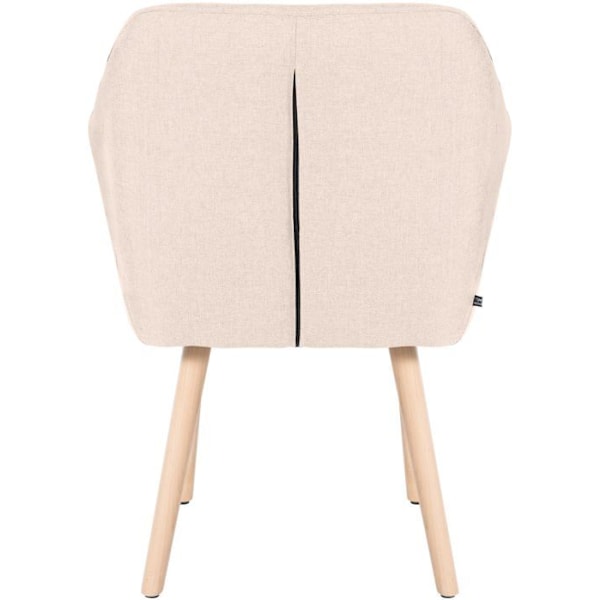 Lounge stol med armstøtter, fire robuste ben i lyst træ, sæde i beige stof 10_0003487 Beige