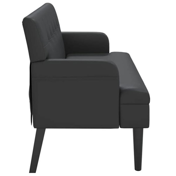 Bænksæde med ryg i sort PVC, 112 x 65,5 x 75 cm, ben i træ DEC024655 kastanj