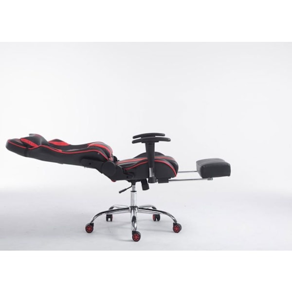 Gamer kontorstol med udtrækbarfodstøtte, vippefunktion i sort/rød PVC 10_0002746 Svart