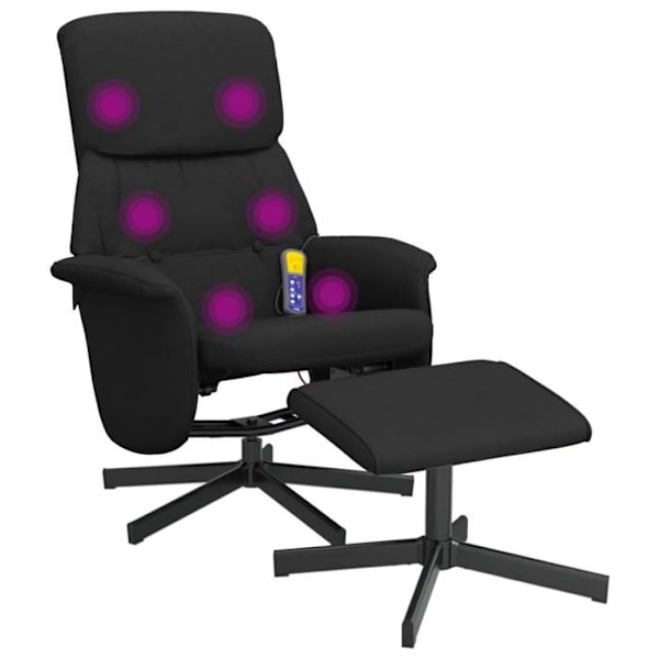 Tv afslapningsstol med massagefunktion og justerbar ryg med fodstøtte i sort stof DEC026870 Svart