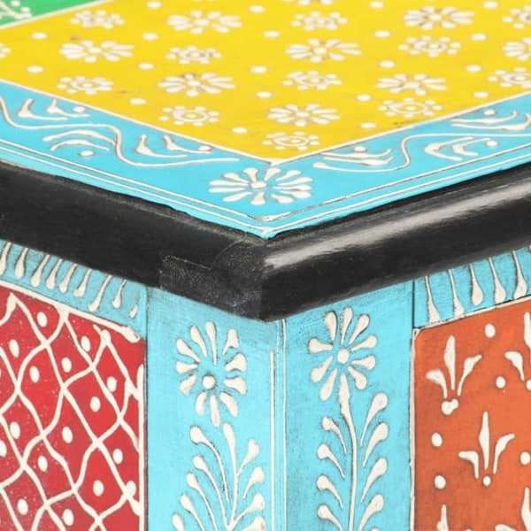 Håndmalet konsolbord med 2 skuffer og 1 hylde 80 x 35 x 75 cm i mangotræ multicolor DEC032182 kastanj