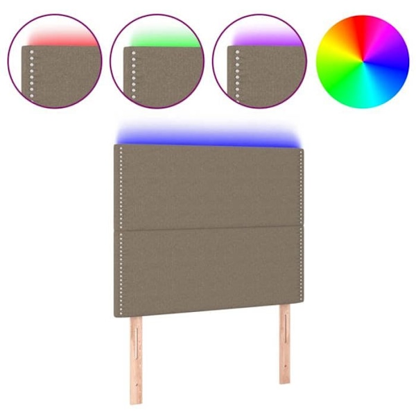 Hovedgærde til seng til soveværelse møbel med LED 90 x 5 x 118/128 cm taupe stof TDL0200351 Mol