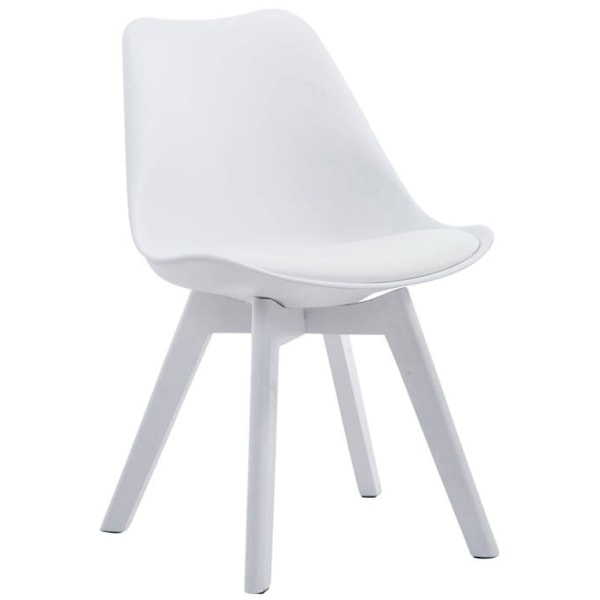 Spisestol x1 skandinavisk design i PVC og hvid plast med 4 ben i hvidt træ 10_0003310 Vit