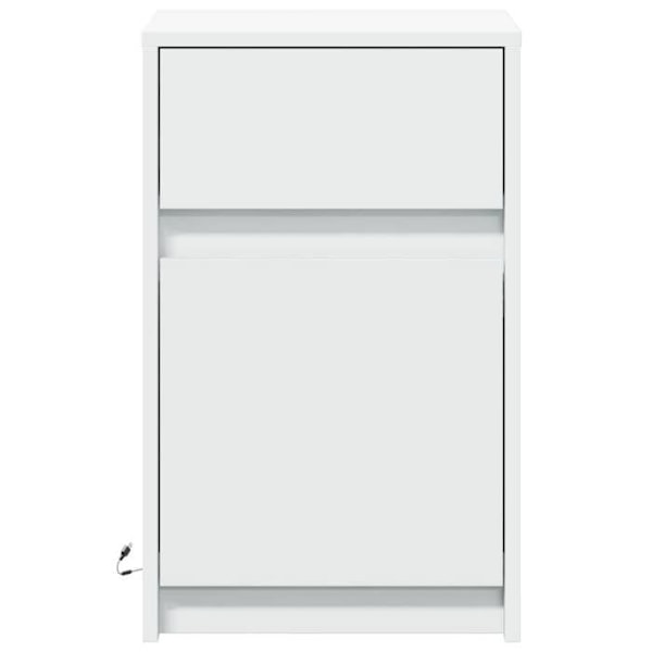 Sæt med 2 natborde med skuffe og LED 38 x 34 x 61 cm i hvidt ingeniørtræ DEC032869 Vit