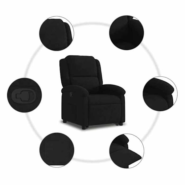 Fauxhårsæde med komfortabel polstring, elektrisk løftefunktion i sort velour DEC028125 Svart