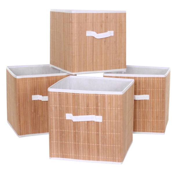 4 opbevaringskurve i bambus 32 x 32 x 32 naturlig farve