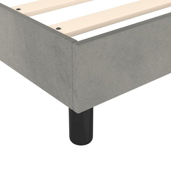 Sommier - TDL - 140x190 cm - Ljusgrå sammet - 2 platser - Levereras monterad Ljusgrått