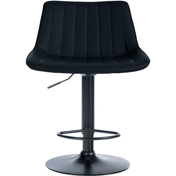 Barstol x1 justerbar i højden, 360° roterende, sæde i sort PVC med vertikal syning, sort metalben 10_0005423 Metall