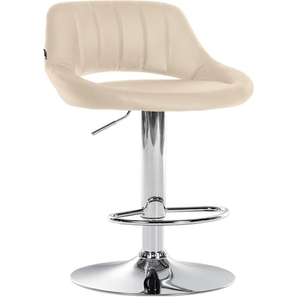 Barstol x1 med bøjle, drejelig og justerbar i creme PVC og metal 10_0005210 Grädde