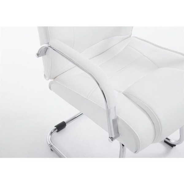 Toimisto tuoli ilman pyöriä, käsinojat, vierailijatuoli, enimmäiskuormitus 180 kg, valkoinen PVC, metallikehys 10_0003249 Vit