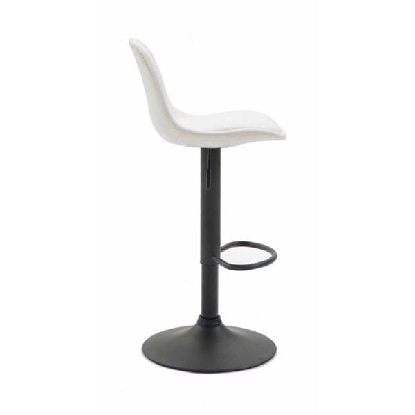 Barstol med fotstöd i modern design, vit syntetisk, ben i matt svart metall