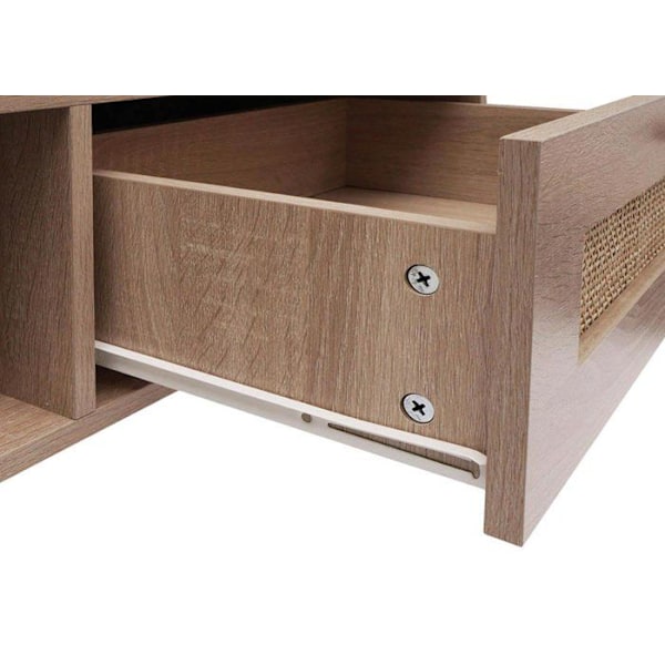 Kubo rattan puulaminaattinen sivupöytä laatikolla 37 x 110 x 59 cm tammilook 04_0008449 kastanj
