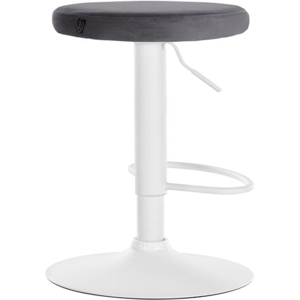 Barstol x1 enkel design justerbar höjd mörkgrå sammetsklädsel vita metalben 10_0005356 Vit