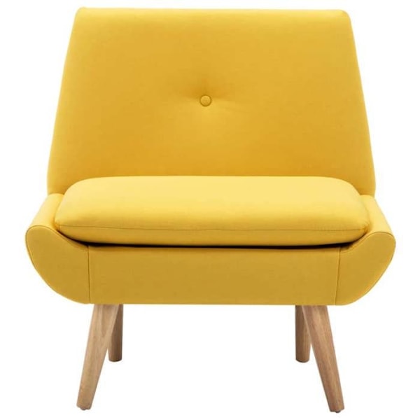 Design og moderne loungestol uden armlæn i gul stof DEC028673 Gul
