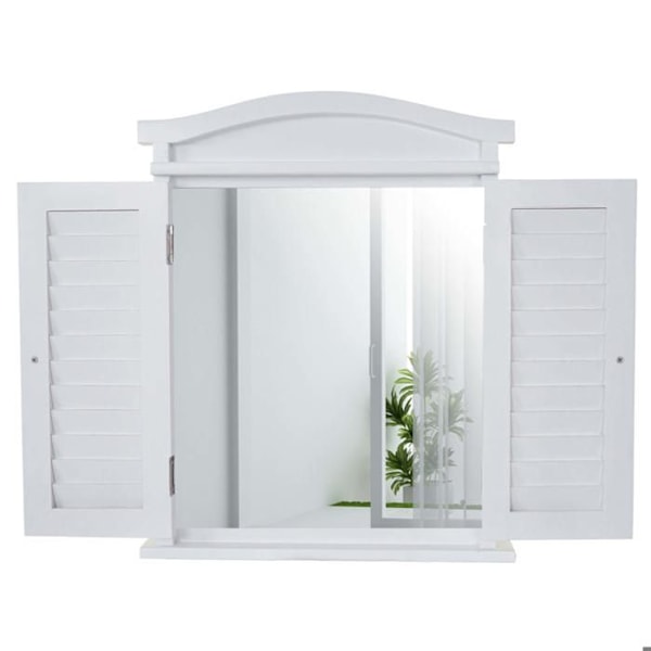 Seinämirrorin muotoilu ikkuna mukaelilla 53 x 42 x 5 massiivipaalun puusta ja valkoisesta MDF:stä