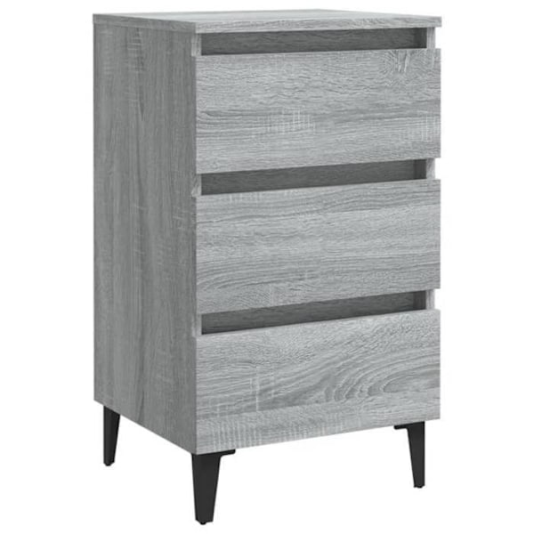 Natskab med 3 skuffer og metalben 40 x 35 x 69 cm grå ingeniørtræ DEC033257 kastanj