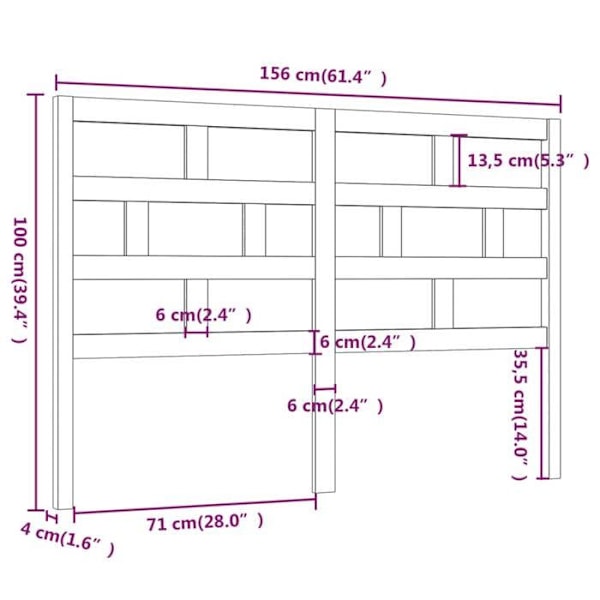 Sänggavel tillbehör sovrum möbel 156 x 4 x 100 grått tallträ