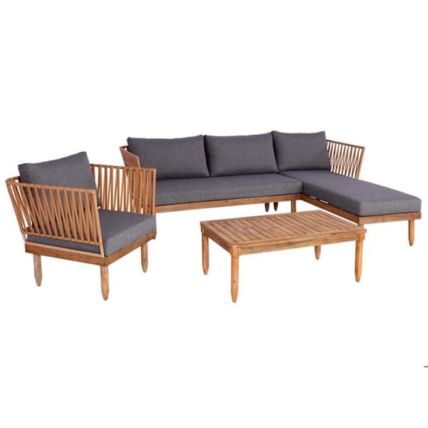 Havemøbler sofa, stol og bord i akacietræ, stål og mørkegrå puder 04_0008317 kastanj
