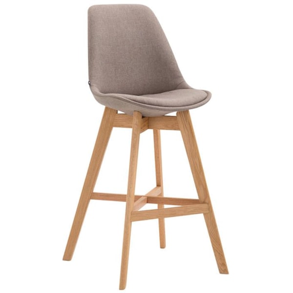 Barstol - Skandinavisk design - Taupe tyg - Höjd 112 cm - Ekträ - Modern Mol