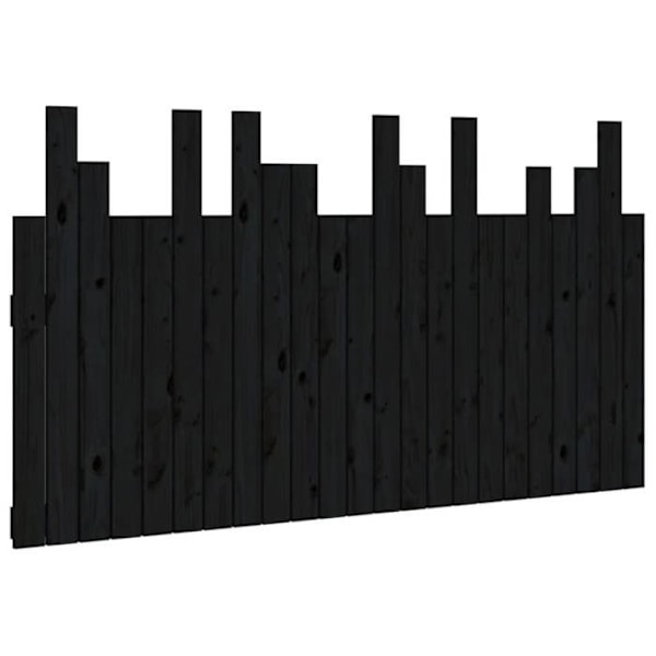 Hovedgærde til seng, væghængt møbel i paletstil, 146,5 x 3 x 80 cm, massivt sort træ Svart