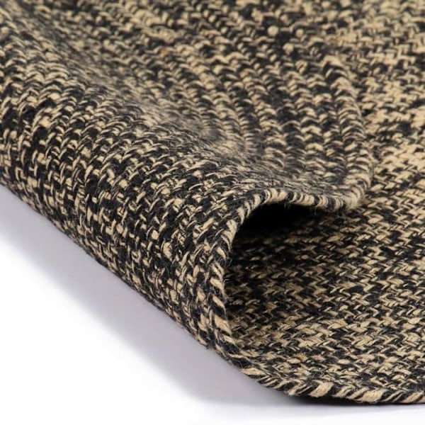 Käsintehty matto Jute Musta ja luonnollinen 90