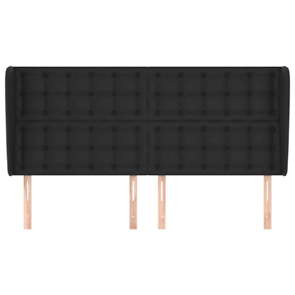 Sänggavel - Möbel - Knappad - Svart konstläder - 203x23x118/128 cm - Klassisk stil Svart