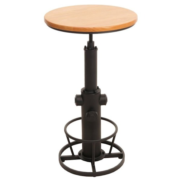 Justerbar højde bistro barbord med fodstøtte, roterende sæde, industrielt design, træ, diameter 61 cm 04_0008516 kastanj